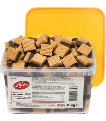 Caramelos Choco Vainilla LONKA Duo Fudge Tarrina 2 Kg