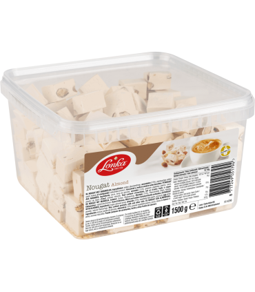 Caramelos Turrón Almendras LONKA Fudge  Tarrina 1.5 Kg