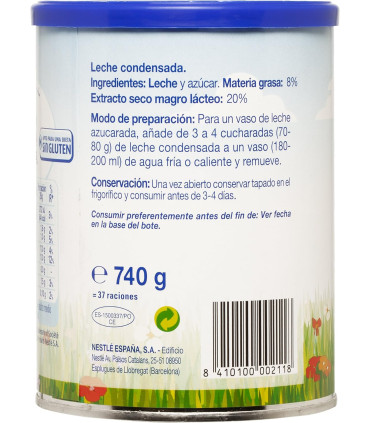 Leche Condensada EL CASTILLO Lata 740 Gramos