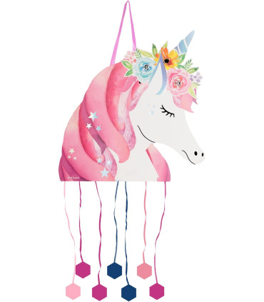 Piñata UNICORNIO Corona de Flores  1 Unidad