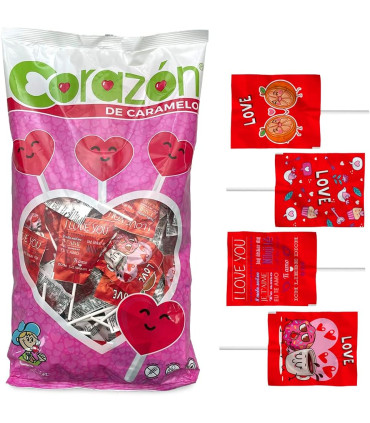 Piruleta Corazón Love Cereza CERDÁN 100 Unidades