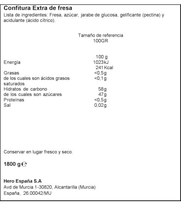 Confitura Fresa HERO 120 Porciones