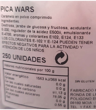 Pica Wars Figura Muñeco Dextrosa 250 Unid