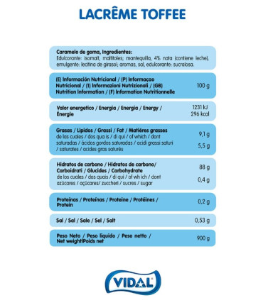 LA CRÊME Toffee Sin Azúcar VIDAL 300 Unidades
