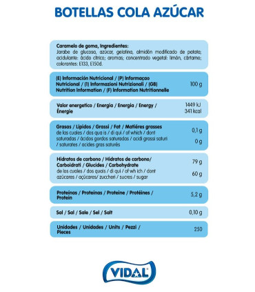 Botellas Cola  VIDAL 250 Unidades
