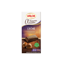 Chocolate con Leche y Mousse de Avellana. 0% Azúcares Añadidos VALOR 150 GR