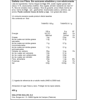 Diet - Fibra Sin azúcares añadidos GULLÓN 450 Gr