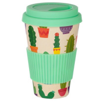 Vaso con Tapa de Bambú CACTUS 400 ML