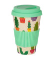 Vaso con Tapa de Bambú CACTUS 400 ML