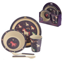 Set Vajilla Bambú UNICORNIO 5 Piezas