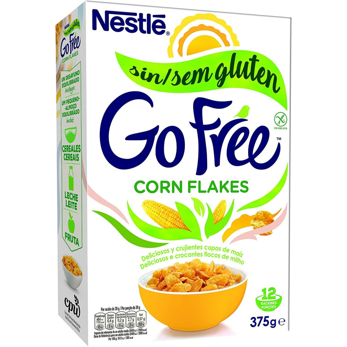 Corn Flakes Cereales Sin gluten GO FREE NESTLÉ 375 Gr