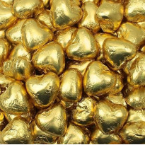 Corazones Oro Dorado de Chocolate con Leche DOLCI MOMENTI 1 kg