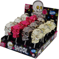 WOW SKOOL POP LUX Calavera Llavero + Chupa 12 Unidades