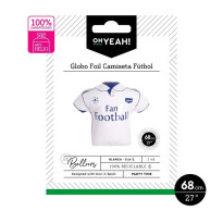 Globo Foil Camiseta Fútbol Fan Blanca 1 Unidad