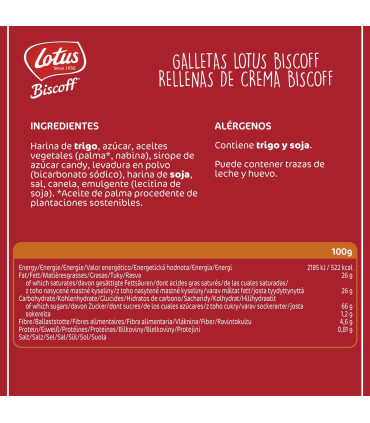 Galleta Biscoff Sandwich Vainilla LOTUS 9 Paquetes