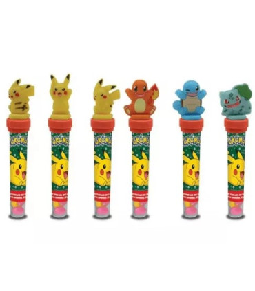 Tubo Caramelos + Sellos Figura 2D POKEMON 24 Unidades