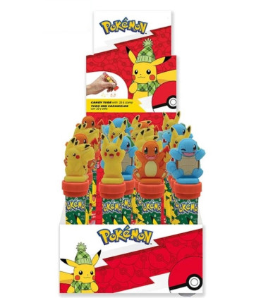 Tubo Caramelos + Sellos Figura 2D POKEMON 24 Unidades